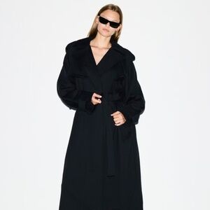 NWT Skims Boyfriend Fleece Oversized Trench Coat in Onyx
